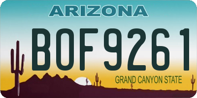 AZ license plate BOF9261