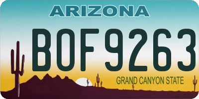AZ license plate BOF9263