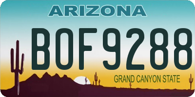 AZ license plate BOF9288