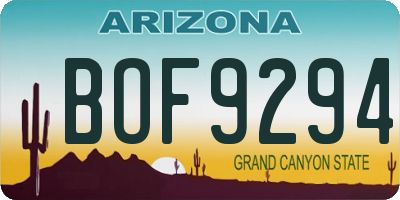 AZ license plate BOF9294