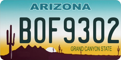 AZ license plate BOF9302