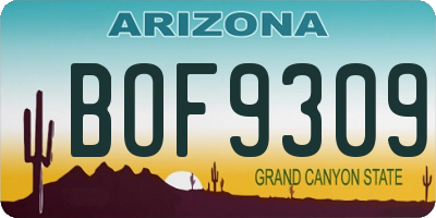 AZ license plate BOF9309