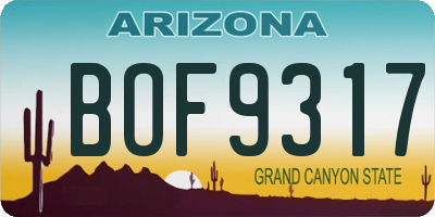 AZ license plate BOF9317