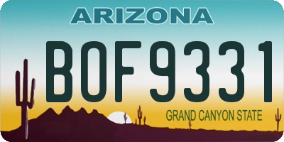 AZ license plate BOF9331
