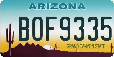 AZ license plate BOF9335