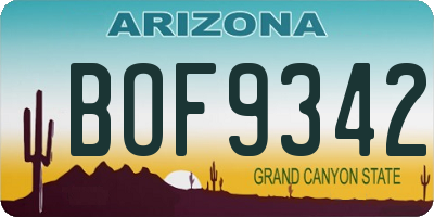 AZ license plate BOF9342