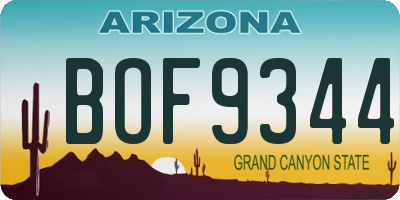 AZ license plate BOF9344
