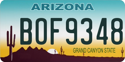 AZ license plate BOF9348