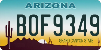 AZ license plate BOF9349