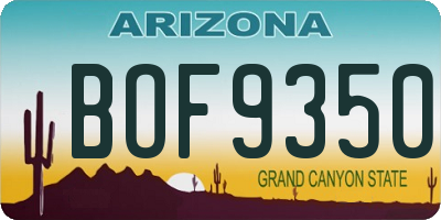 AZ license plate BOF9350