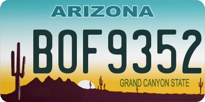 AZ license plate BOF9352