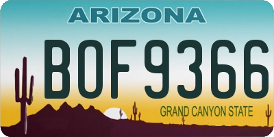 AZ license plate BOF9366