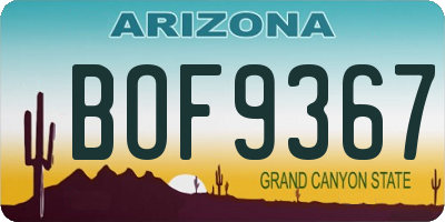 AZ license plate BOF9367