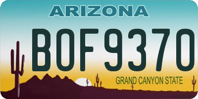 AZ license plate BOF9370