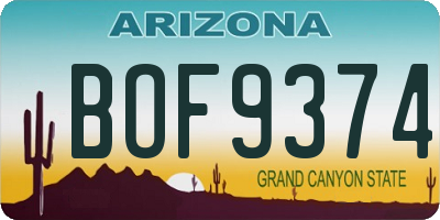 AZ license plate BOF9374