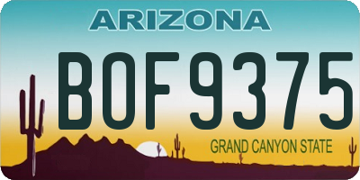 AZ license plate BOF9375