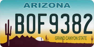 AZ license plate BOF9382