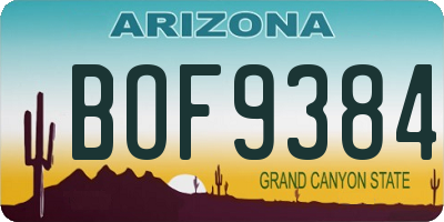 AZ license plate BOF9384