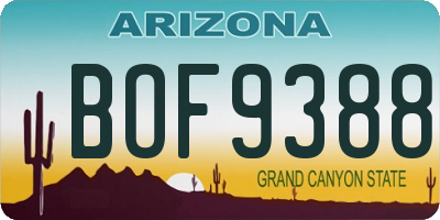 AZ license plate BOF9388