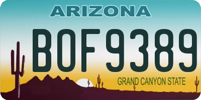 AZ license plate BOF9389