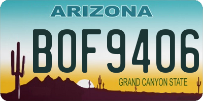 AZ license plate BOF9406
