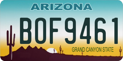 AZ license plate BOF9461