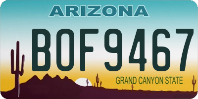 AZ license plate BOF9467