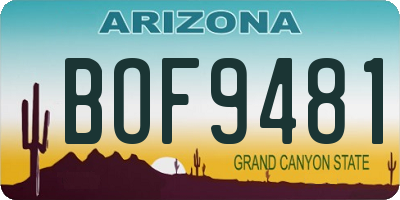AZ license plate BOF9481
