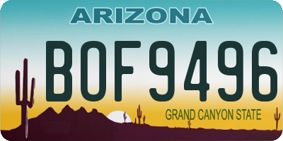 AZ license plate BOF9496