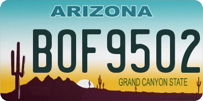 AZ license plate BOF9502