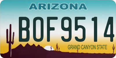 AZ license plate BOF9514