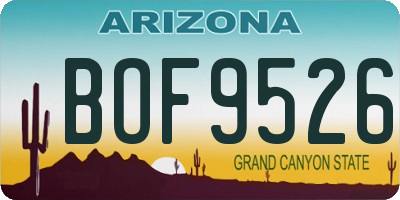 AZ license plate BOF9526
