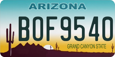 AZ license plate BOF9540