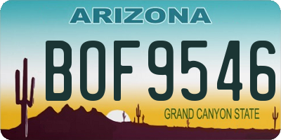 AZ license plate BOF9546