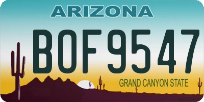 AZ license plate BOF9547