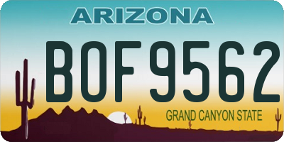 AZ license plate BOF9562