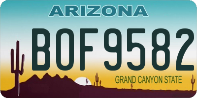 AZ license plate BOF9582