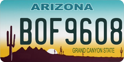 AZ license plate BOF9608