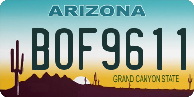 AZ license plate BOF9611