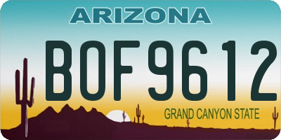 AZ license plate BOF9612