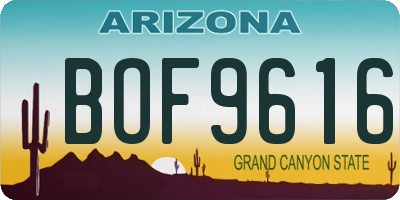 AZ license plate BOF9616