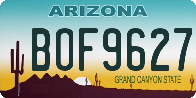 AZ license plate BOF9627
