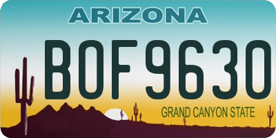 AZ license plate BOF9630
