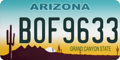 AZ license plate BOF9633