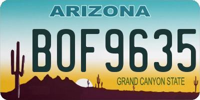 AZ license plate BOF9635