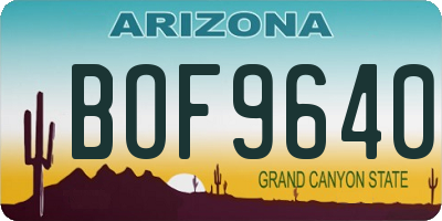 AZ license plate BOF9640