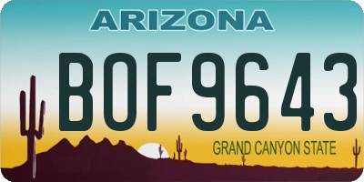 AZ license plate BOF9643