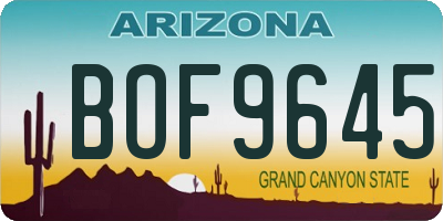 AZ license plate BOF9645