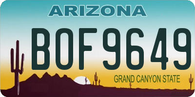 AZ license plate BOF9649