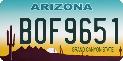 AZ license plate BOF9651